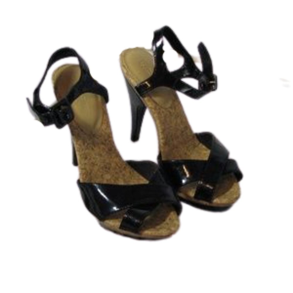FD4 Black Strappy Sandals 5" Heels Women's Size 6 Dressy Party